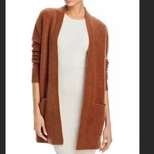 C by Bloomingdale's Cashmere Open Front Brushed Cashmere Cardigan-nutmeg/tan-NWT